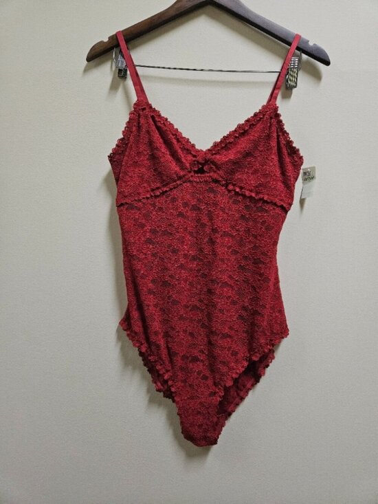 aerie Other - Aerie Show Off Vintage Lace Cut Out Bodysuit NWT Red Large Romantic Lingerie